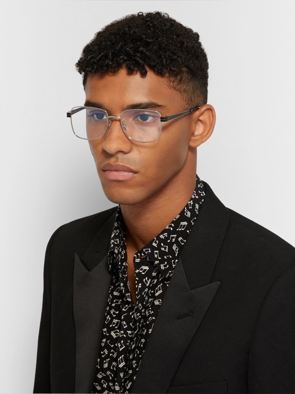 SAINT LAURENT SILVER BLACK OPTICAL UNISEX EYEGLASSES SL M56